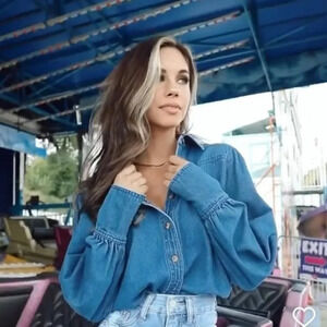 NWT KITTENISH | Casual Friday Denim Button Down | Multiple Sizes